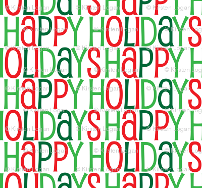 Happy Holidays Text Pattern In Shades Of Green Red - Happy 4th Of July (400x372), Png Download