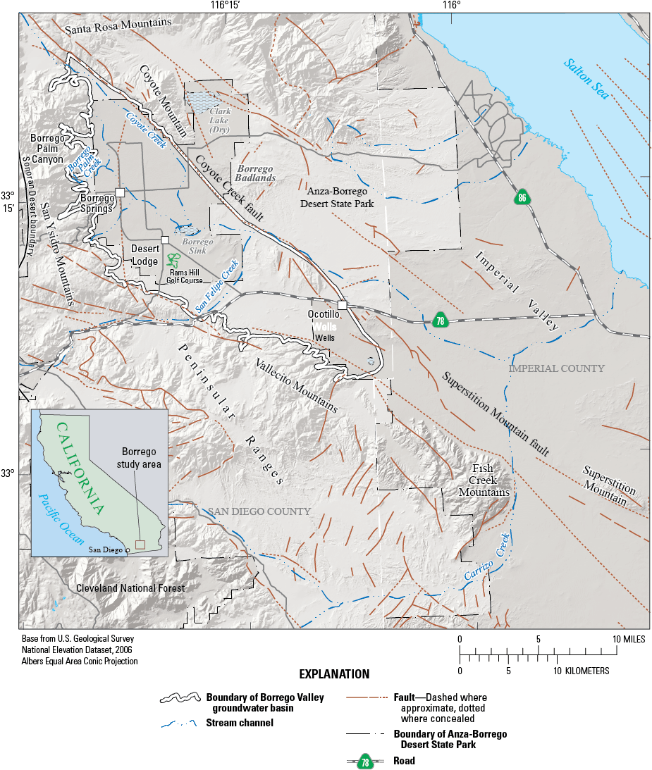 Map Of The Borrego Valley Study Area - Borrego Sink Groundwater (958x1129), Png Download