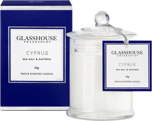 Glasshouse Fragrances Mini Candle Core Cyprus Sea Salt - Glasshouse Candles (832x750), Png Download