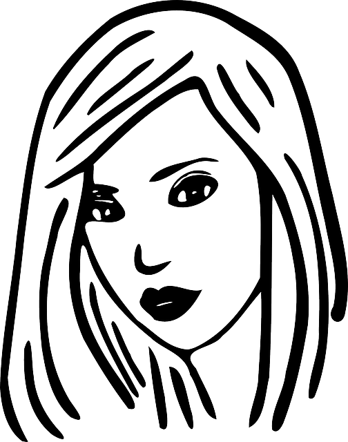 Photo By Clker Free Vector Images - Woman Face Cartoon Black And White (504x640), Png Download