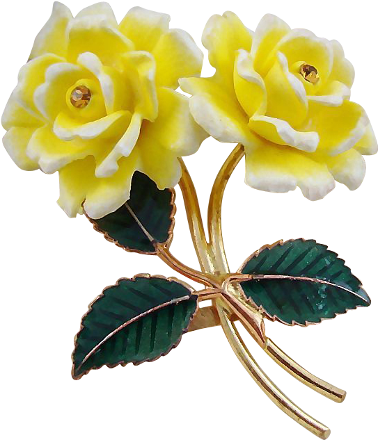 Ges Gesch Yellow Celluloid Double Rose Brooch - Double Rose (632x632), Png Download