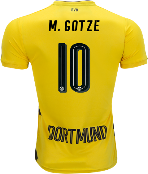 17-18 Borussia Dortmund Home Football Shirt Mario Götze (600x600), Png Download