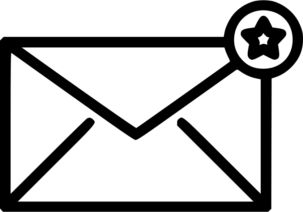 Letter Envelope Circle Star Favorite Comments - Mail Flat Icon (980x688), Png Download
