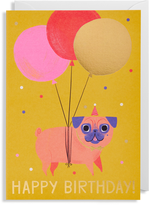 Pug Birthday Card - Allison Black - Pug Birthday Greeting By Lagom Design (700x750), Png Download
