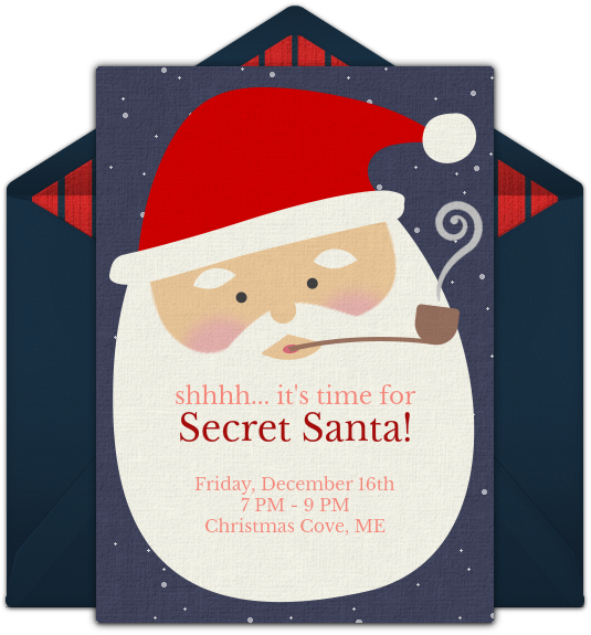 Secret Santa Online Invitation - Christmas Day (650x650), Png Download