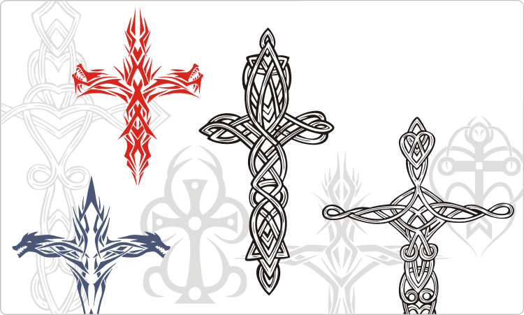 Tribal Cross Tattoos - Tribal Crosses (750x451), Png Download