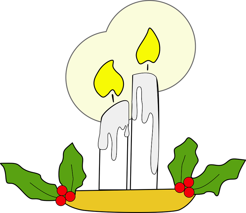 Collection Of Christmas Candles Clipart - Single Christmas Candles Clipart (832x720), Png Download