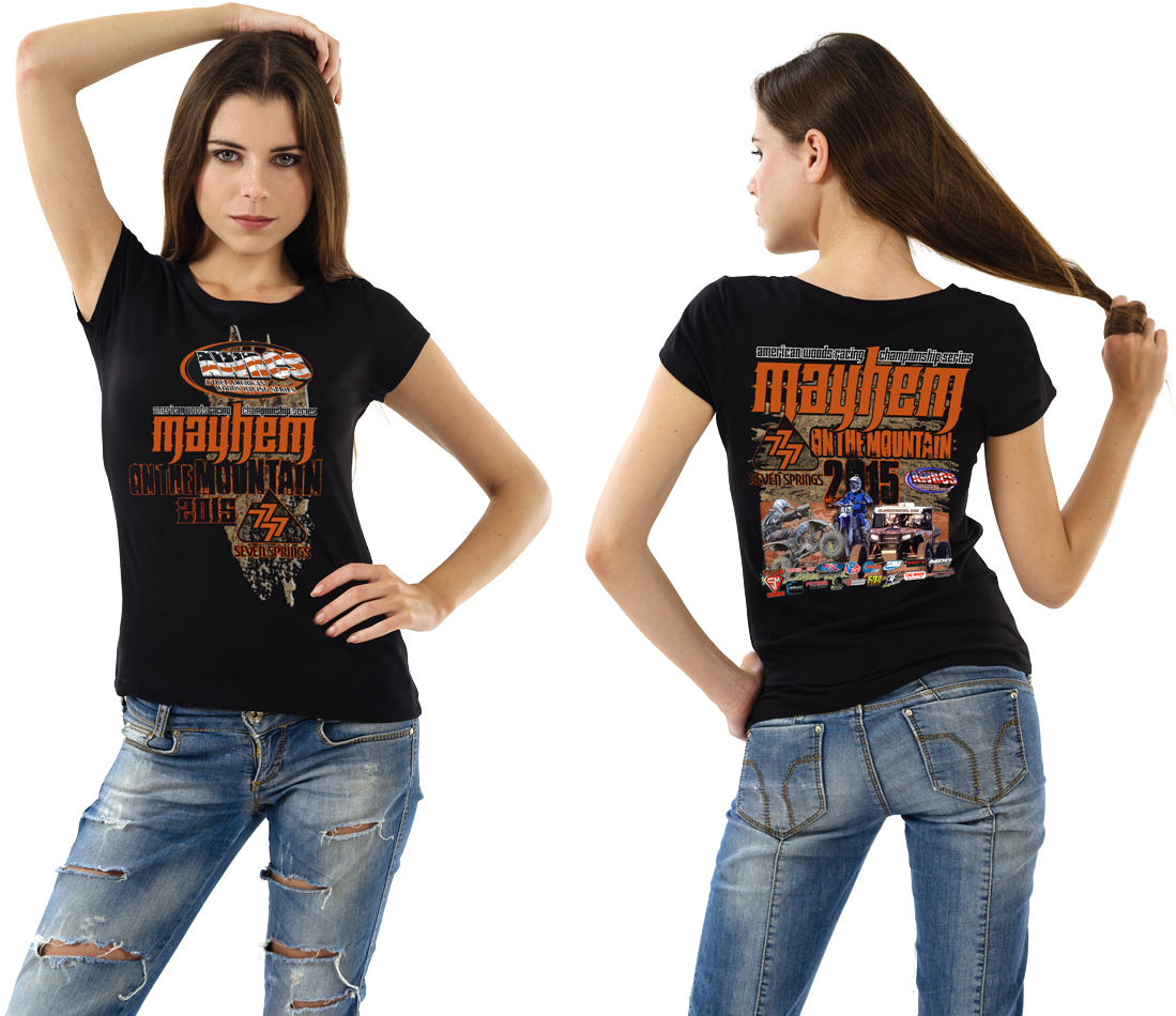 Mayhem On The Mountain - Black Shirt Girl Back (1200x1017), Png Download