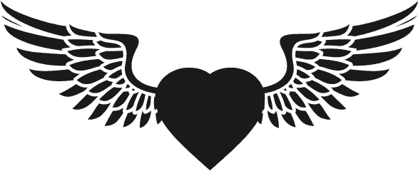 Corazon Con Alas Negro (600x600), Png Download
