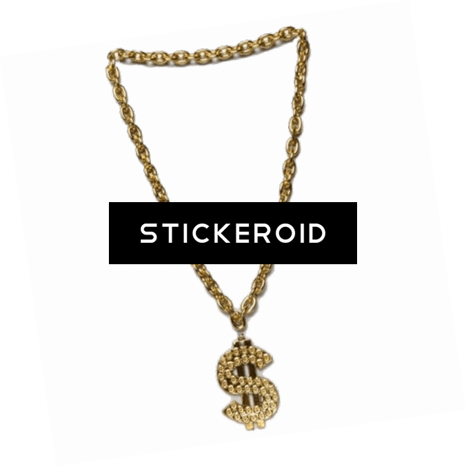 Thug Life Gold Chain Dollar - 30" Jumbo Plastic Party Chain Dollar Sign Necklace (676x677), Png Download