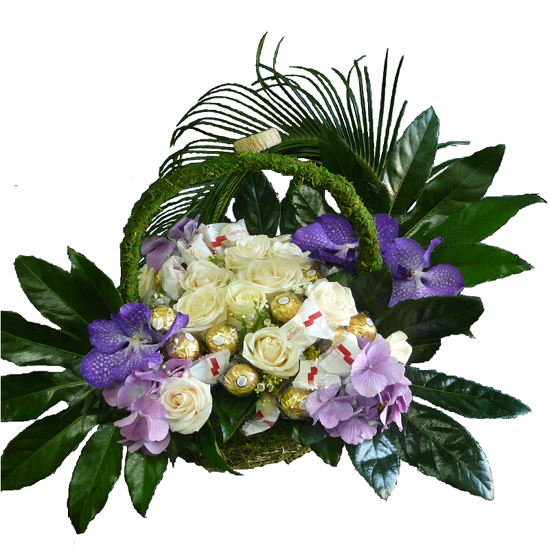Ljbičasto Beli Aranžman - Bouquet (1100x1422), Png Download