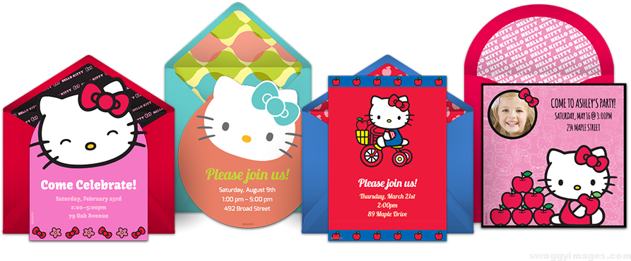Hello Kitty Invitation Card (910x380), Png Download
