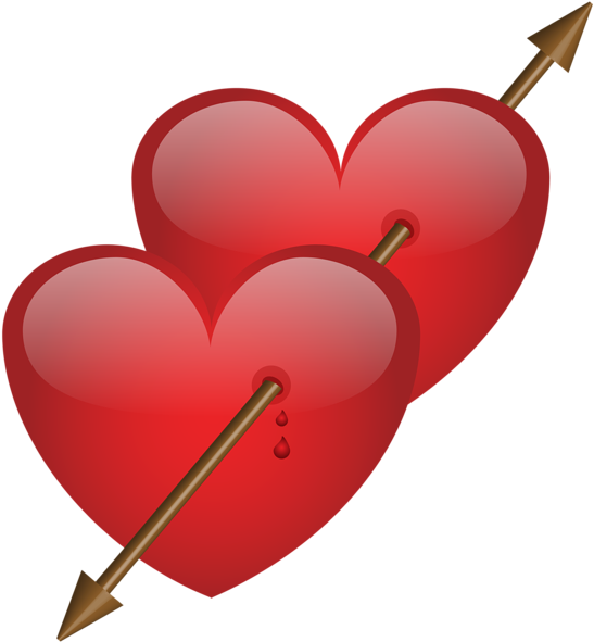 Heart Png - Two Hearts With Arrow (554x600), Png Download