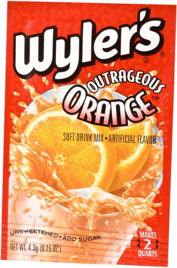 Wyler's Outrageous Orange - Wylers Soft Drink Mix, Lemonade Flavor - 0.23 Oz (550x599), Png Download