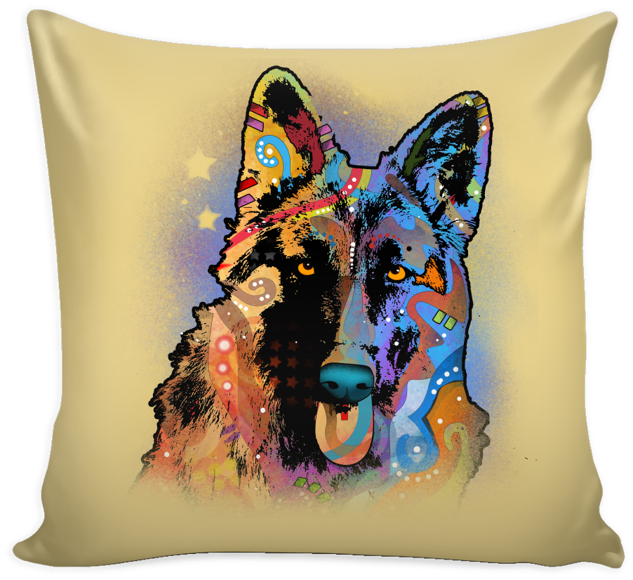 German Shepherd Pillow Cover, Multi-colors - Throw Pillow (1024x1024), Png Download