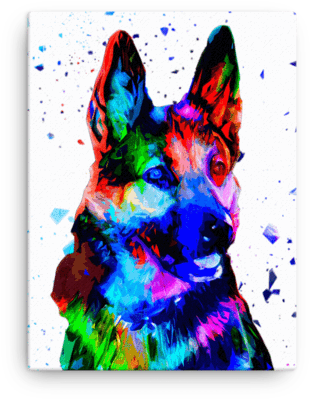 German Shepherd Colorful Low Poly Canvas - Canvas (600x600), Png Download