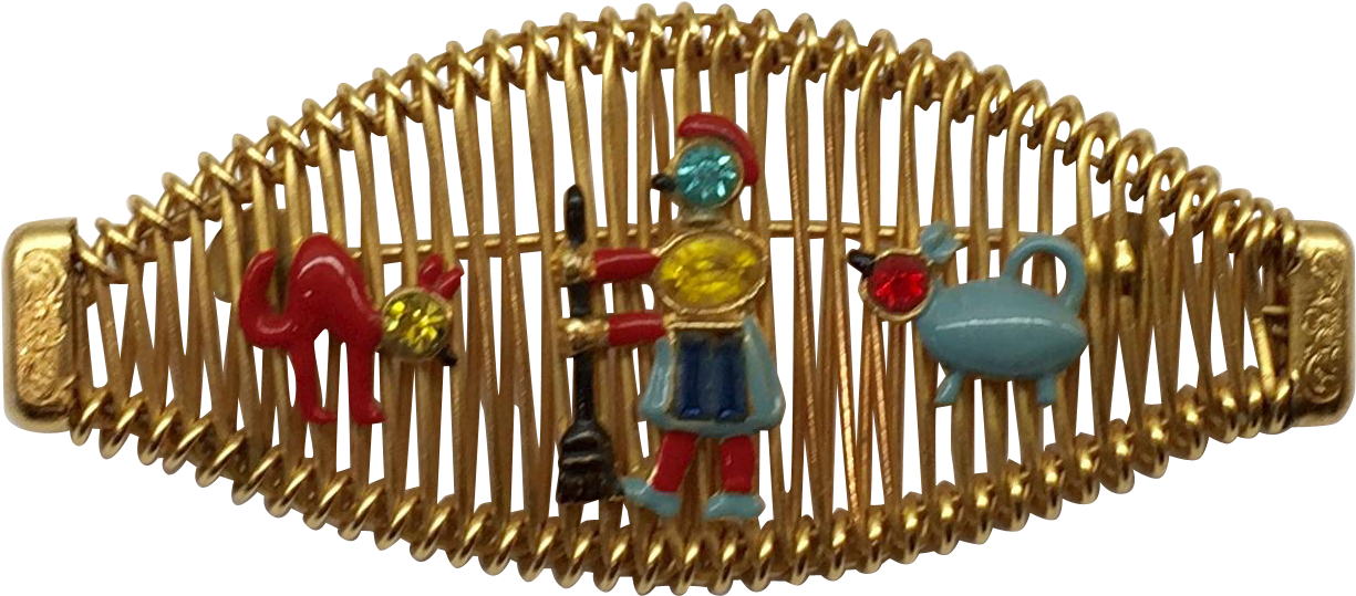 Rare Cleaning Lady Enamel Rhinestone Story Pin Unsigned - Illustration (1224x1224), Png Download