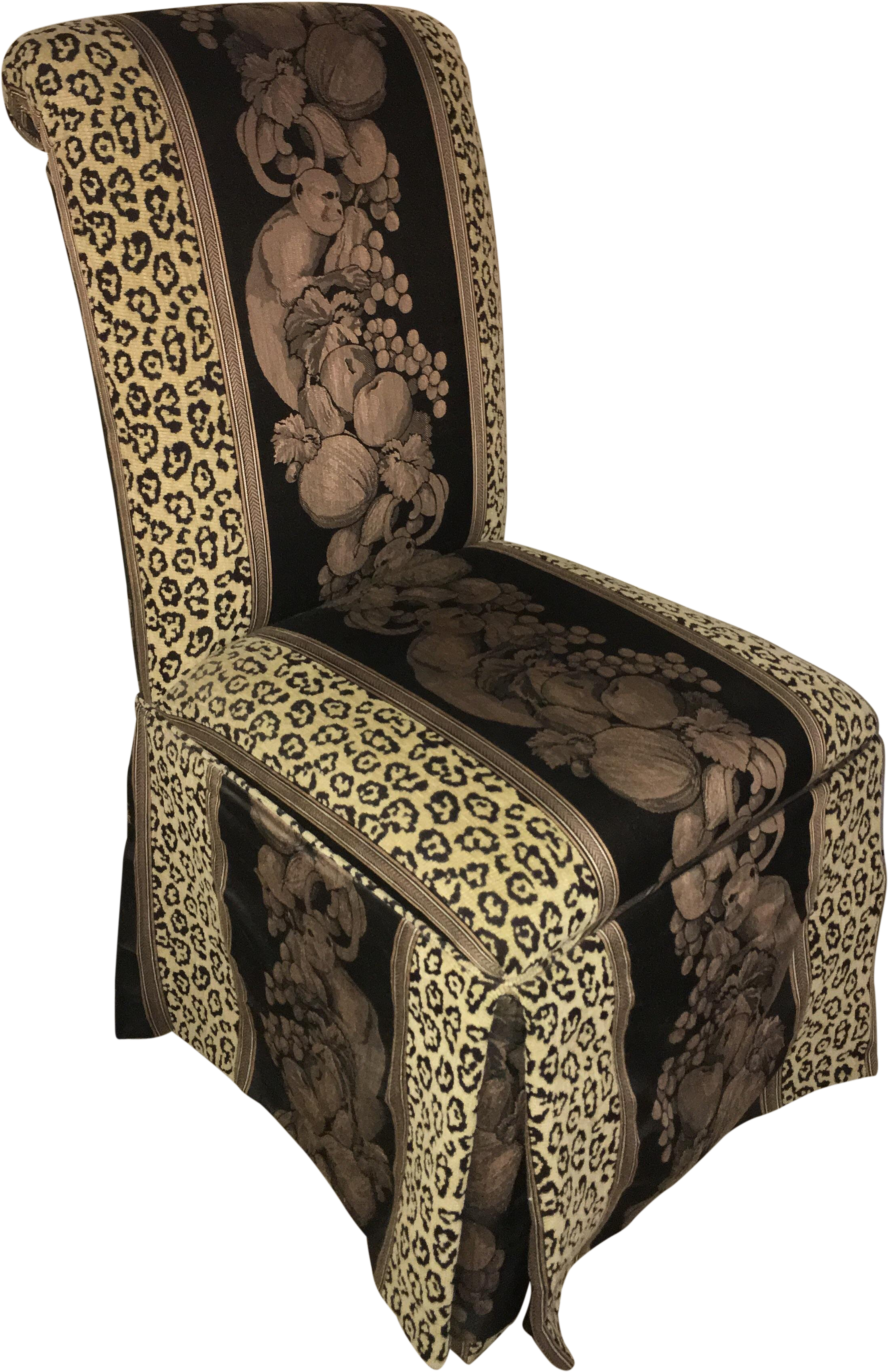 Safari Cheetah Print Side Chair With Monkey Details - Club Chair (2452x3790), Png Download