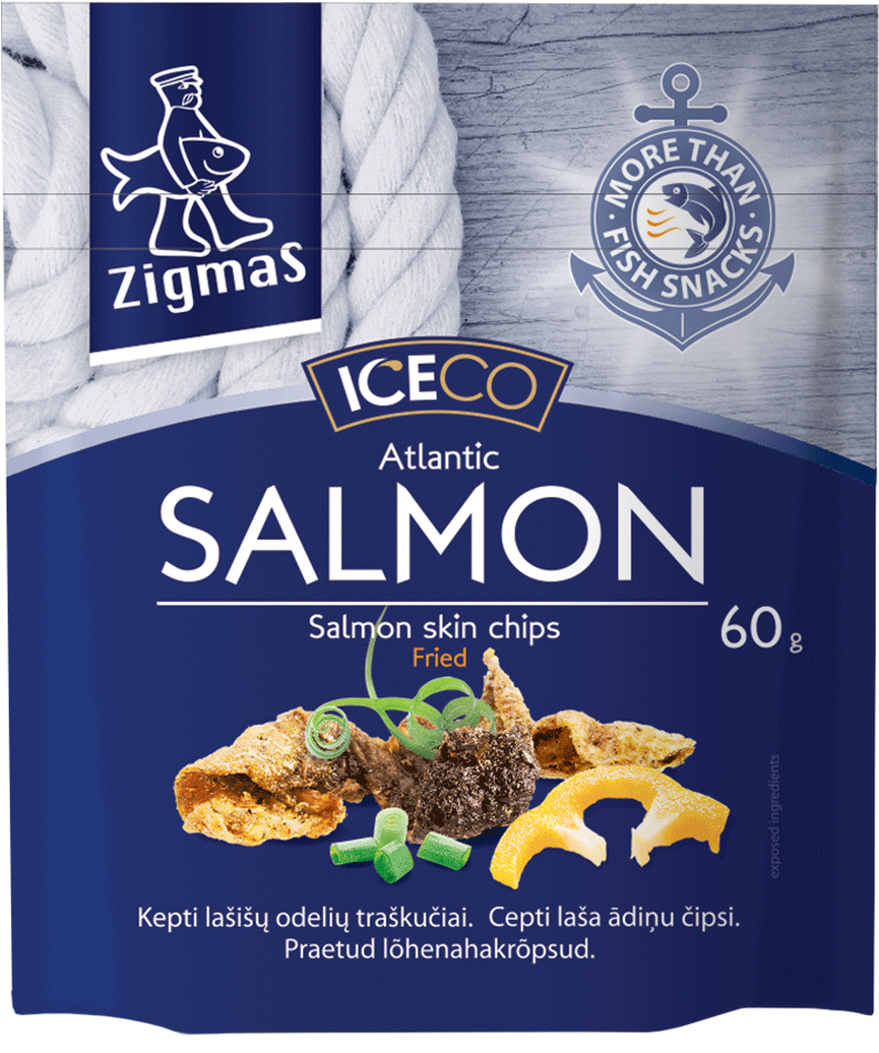 Fried Salmon Skin Chips - Packaging And Labeling (1600x1000), Png Download