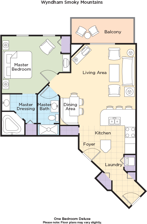 Wyndham Smoky Mountains 1 Bedroom Deluxe-a - Wyndham Smoky Mountains (1120x720), Png Download