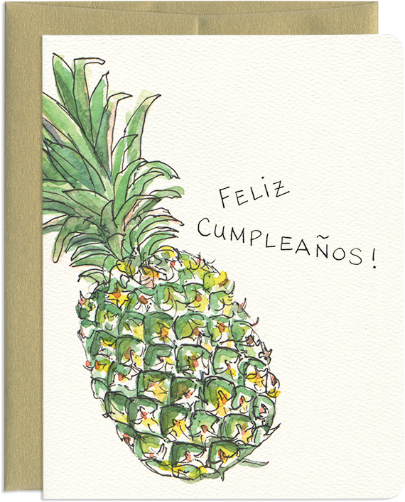 Card Gotamago Inc Festive Spanish Speaking Fruit - Pineapple Birthday Card (800x800), Png Download