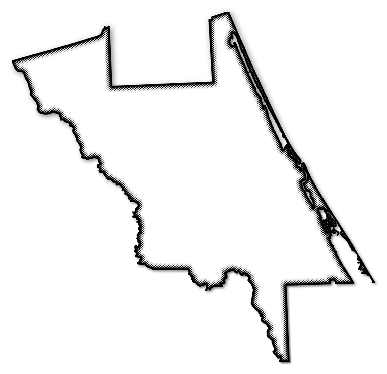 A Map Of Volusia With A Black Outline, Drop Shadow, - Volusia County, Florida (768x742), Png Download