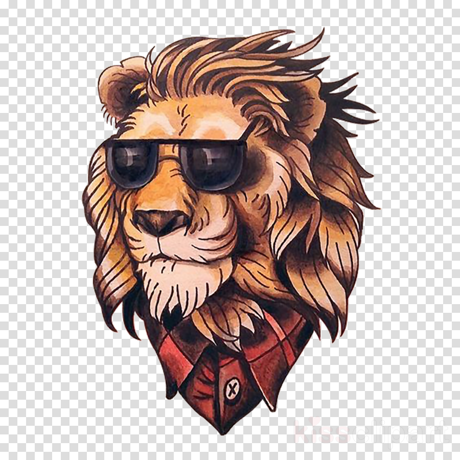Lion Neo Traditional Tattoo (900x900), Png Download