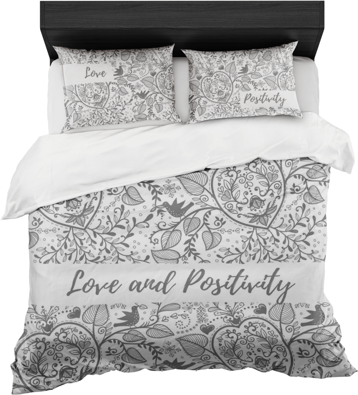 'love And Positivity' Life Quotes Bed Set - Gold Pineapple Bedding (1400x1400), Png Download