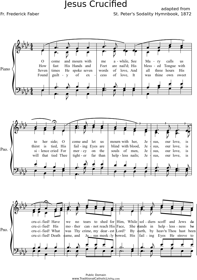 Jesus Crucified, Or "oh Come And Mourn With Me Awhile" - Heart Of Jesus Meek And Mild Music (827x1169), Png Download