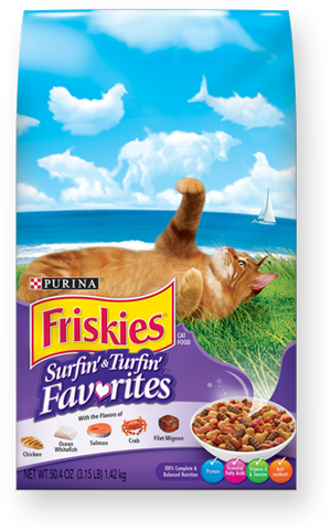 Dry Cat Food - Purina Friskies Surfin & Turfin (700x489), Png Download