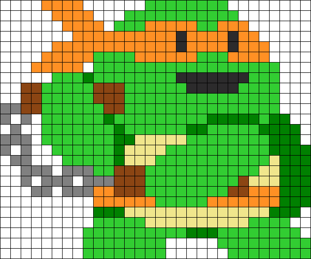 Michelangelo Tmnt Perler Bead Pattern / Bead Sprite - Tmnt Perler Bead Patterns (631x526), Png Download