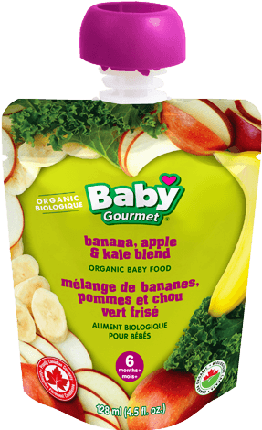 Banana Apple & Kale Blend - Baby Gourmet Banana, Apple And Kale Blend Baby Food (395x475), Png Download