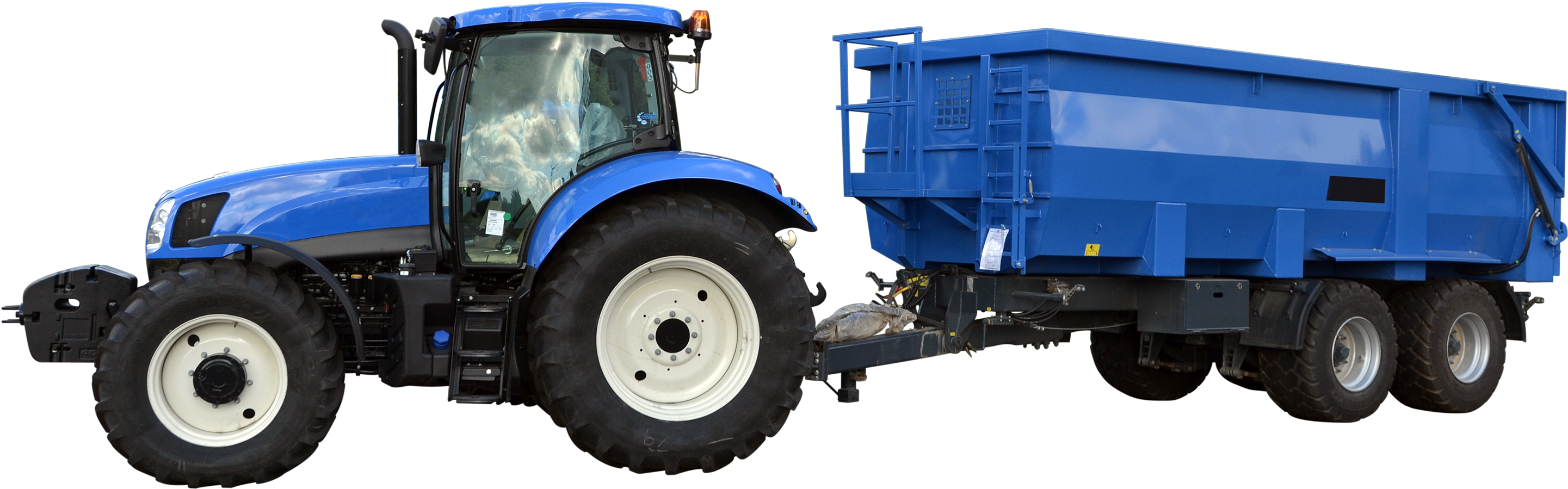Tractor With Trailer - Blue Tractor Trailer Png (3000x2000), Png Download