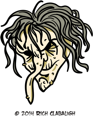 Halloween Monster Face - Good Old Witch Cartoon Black And White (500x541), Png Download