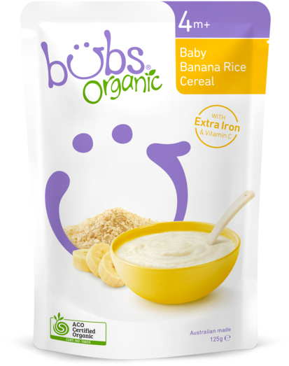 Cereal With Milk Png - Bubs Organic Baby Banana Rice Cereal 120g (500x600), Png Download