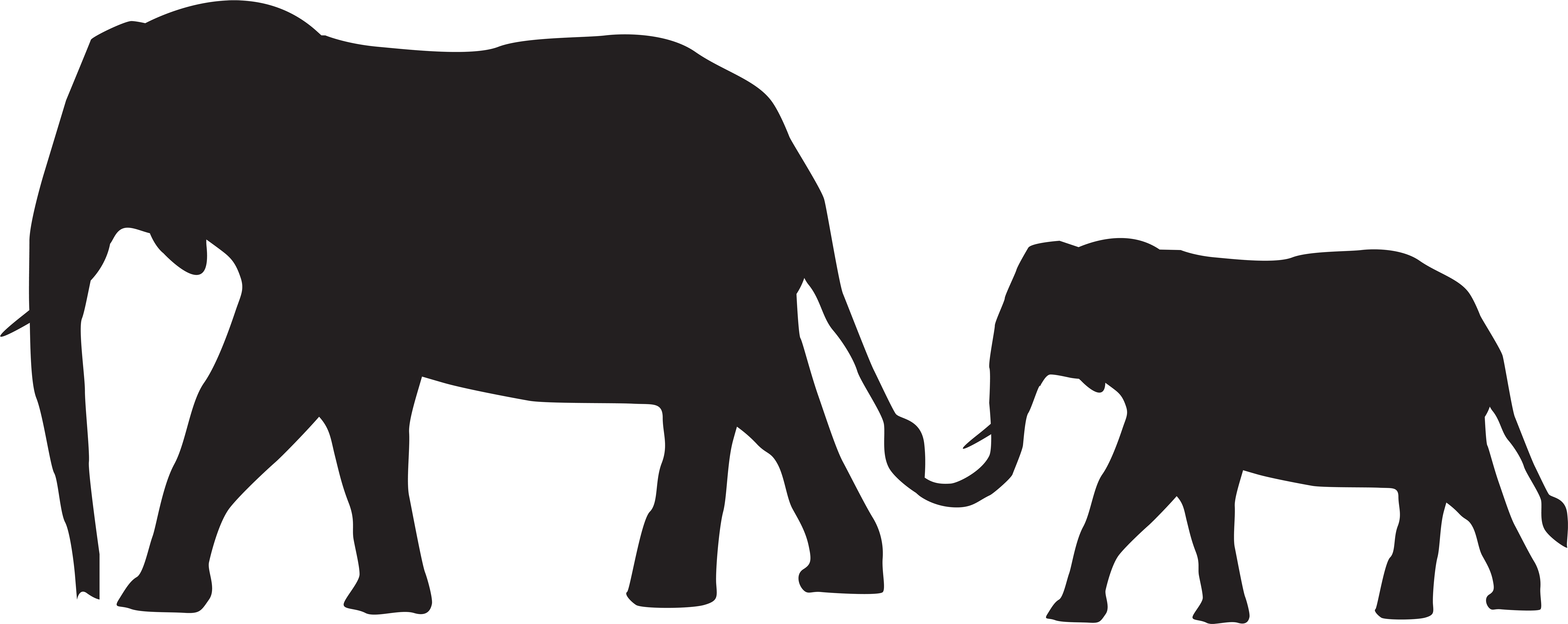 Baby Elephant Silhouette Png (8000x3212), Png Download