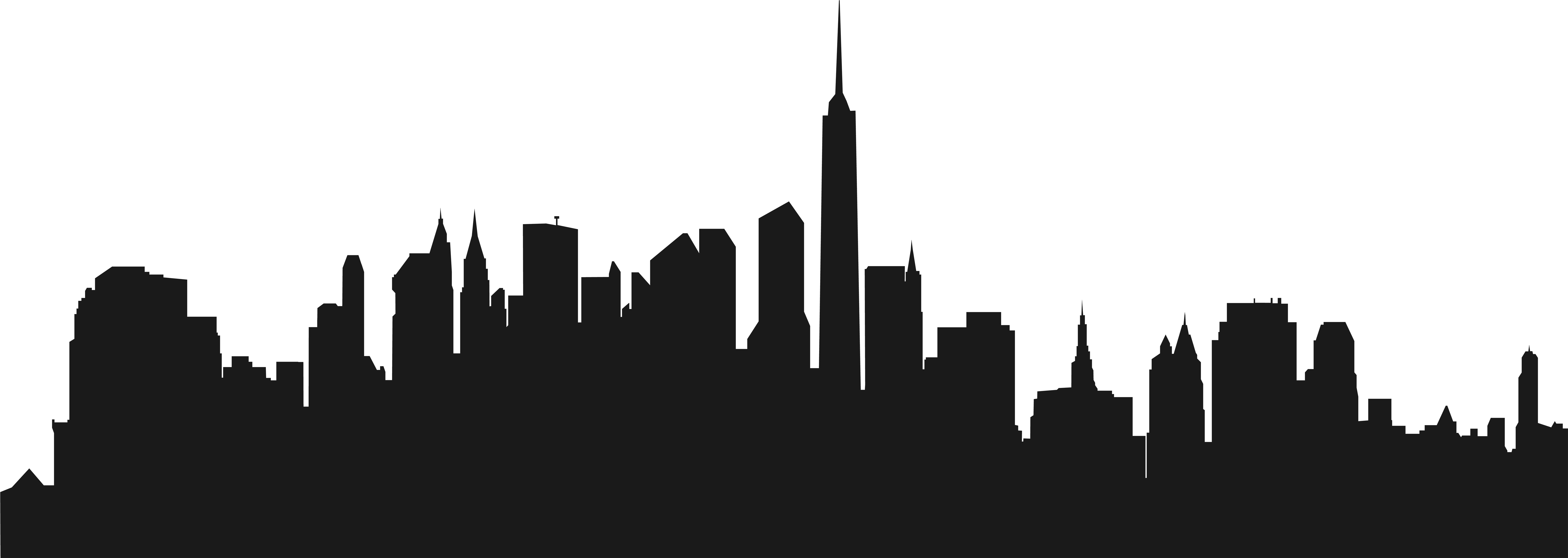 New York City Silhouette Png - City Skyline Clipart Png (8000x2870), Png Download