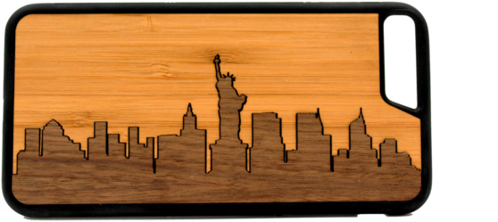 Slim Wooden Phone Case - Skyline (600x532), Png Download