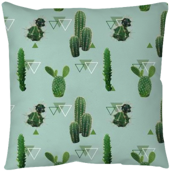 Geometric Cactus Plant Seamless Pattern - Carta Da Parati Cactus (400x400), Png Download