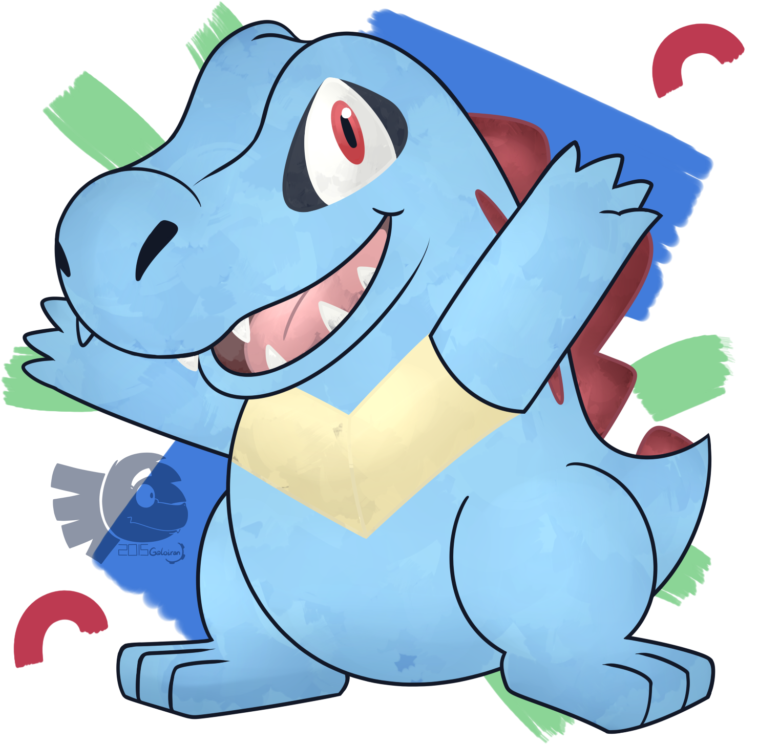 Totodile - Cartoon (1551x1500), Png Download
