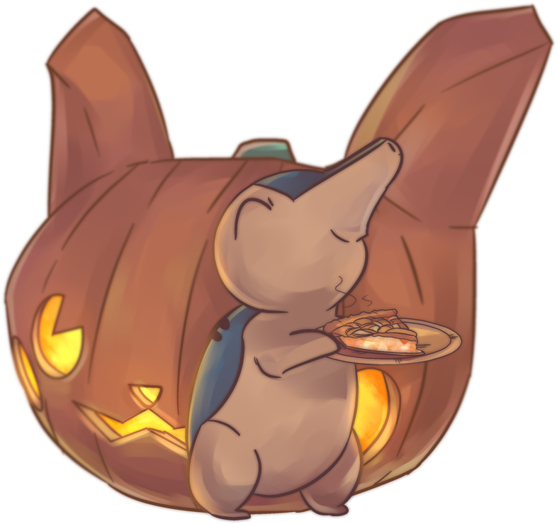 Cyndaquil And Pumpkin Pikachu - Cyndaquil Halloween (800x748), Png Download