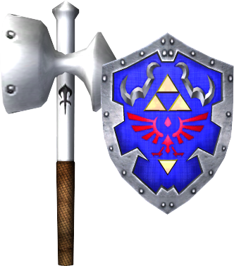 Megaton Hammer And Hylian Shield - Hylian Shield Soul Calibur Ii (332x378), Png Download