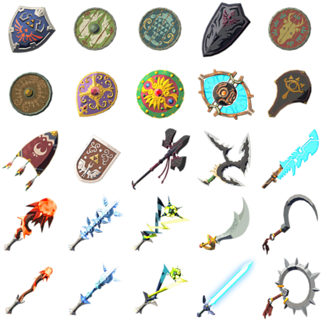 Shields And Weapons - Legend Of Zelda Breath Of The Wild Armas (480x480), Png Download