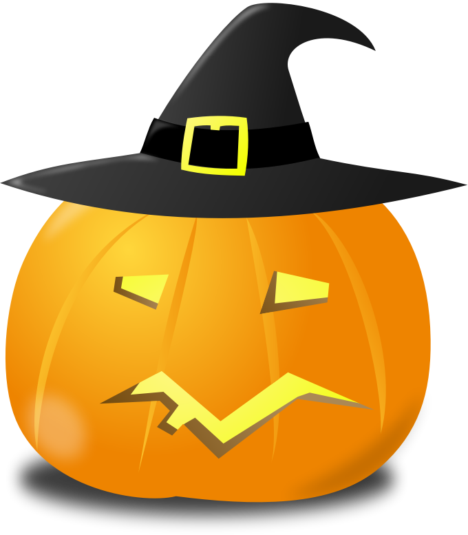 Wtich Pumpkin By Nicubunu Carved For Halloween - Le Chat Noir - Halloween Witch Oval Car Magnet (680x777), Png Download