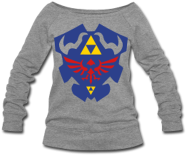 Hylian Shield Womens Wide Neck Sweatshirt Large - Sweatshirt (400x400), Png Download
