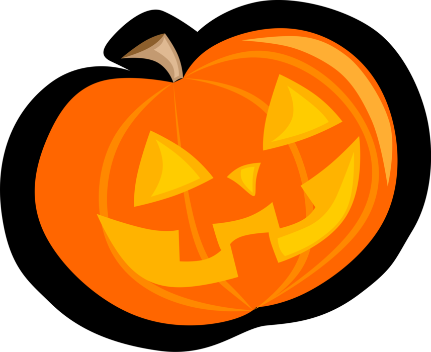Vector Illustration Of Halloween Pumpkin Carved Jack - Jack-o'-lantern (857x700), Png Download