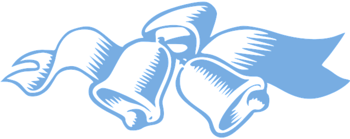 Bells Church Blue Wedding Ribbon Christmas - Bells And Ribbon Clipart (680x340), Png Download
