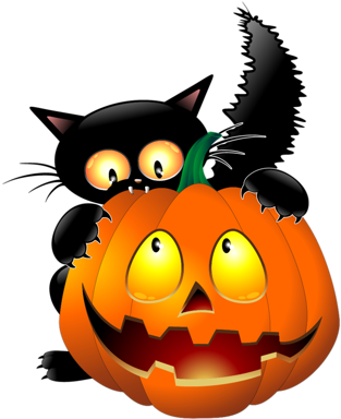 Черная Кошкаклипарт Для Вашего Творчества)) - Halloween Black Cat (475x500), Png Download