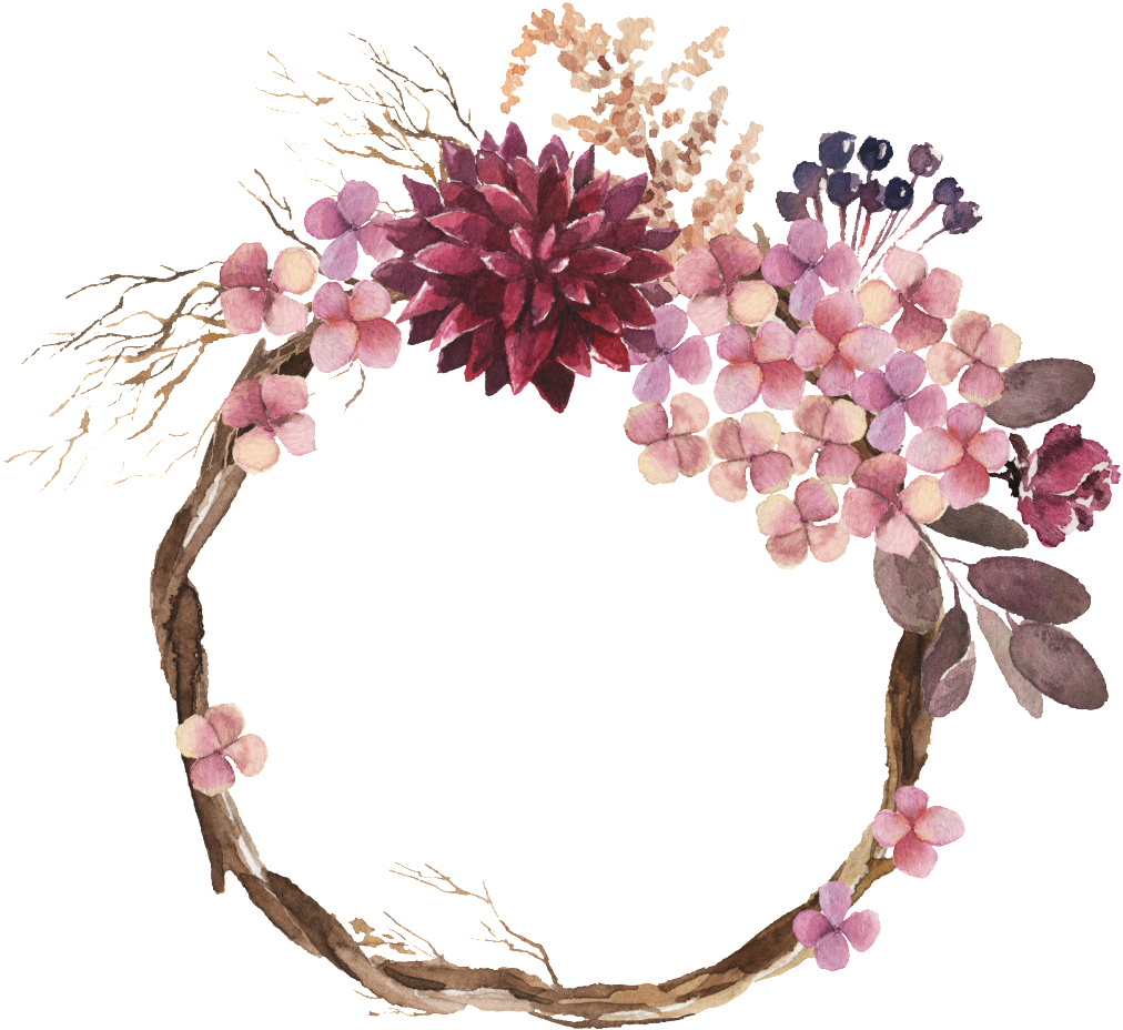 Dry Garland Watercolor Hand Painted Transparent - Vine Watercolor Floral (1024x1024), Png Download