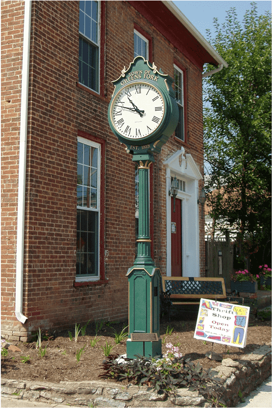 Two Dial Small Howard Street Clock Greens Fork In - Street Clock Size (800x800), Png Download
